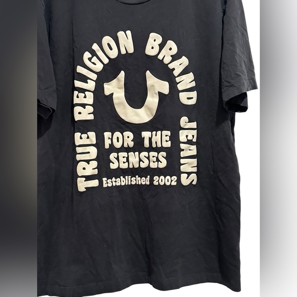 True Religion Men’s Horseshoe Logo T-shirt Men’s Size XXL Black White - Picture 2 of 10